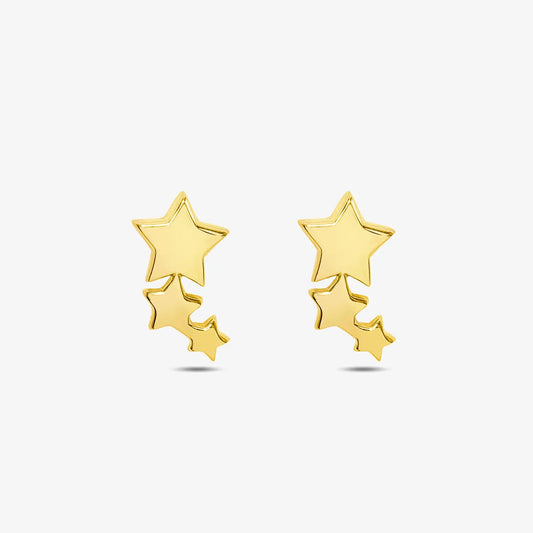 Gold Plated Three Star Stud Earrings