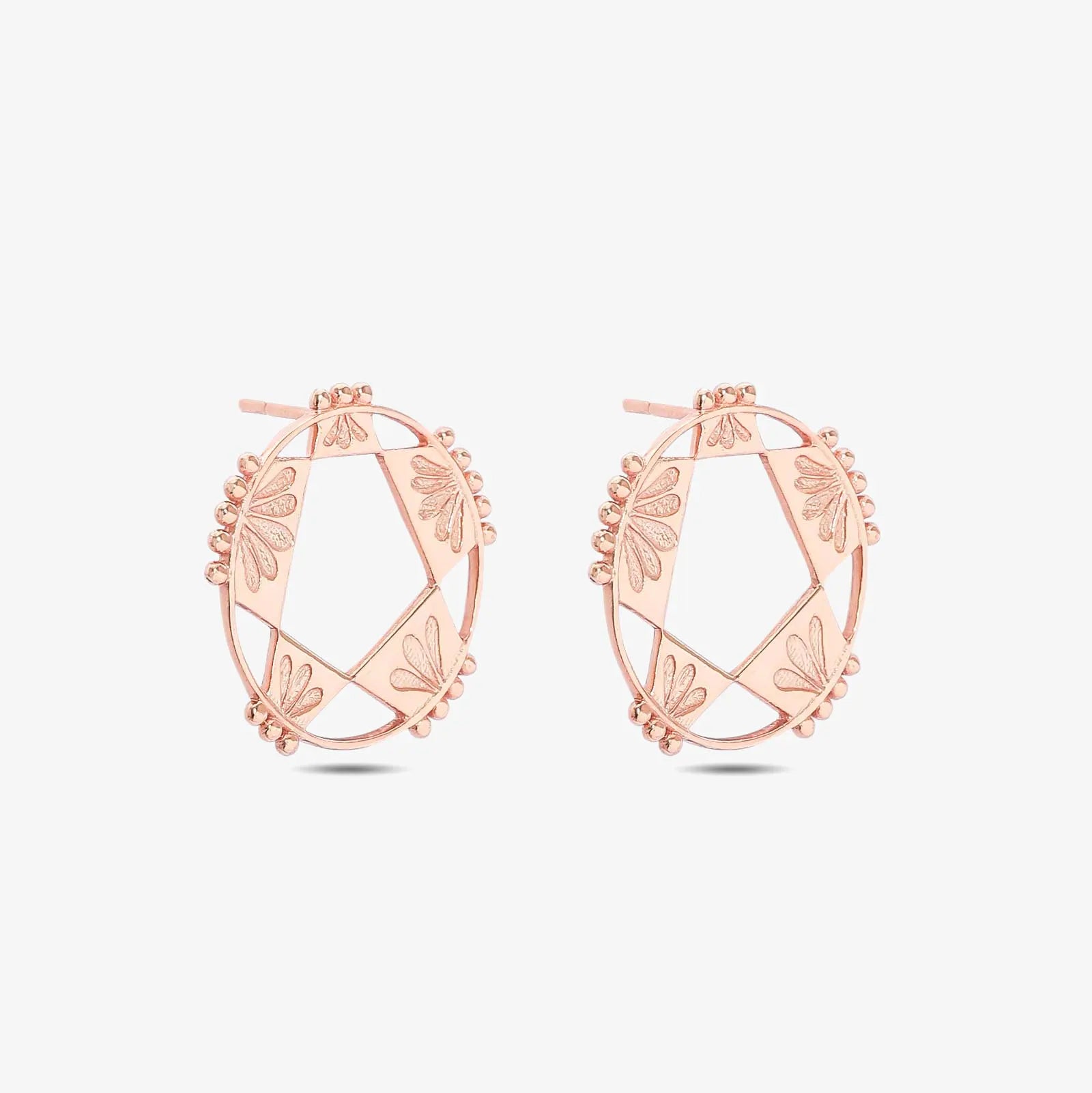 Rose Gold Plated Silver Geometric Star Stud Earrings - Tweov Jewels
