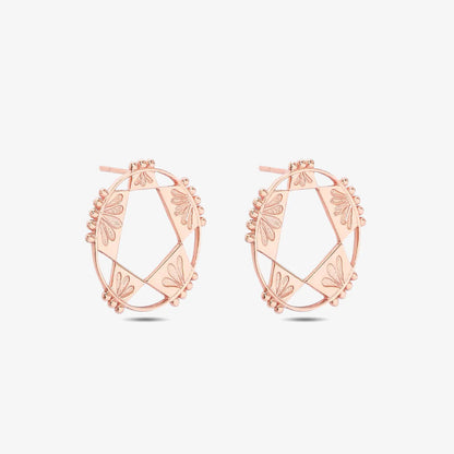Rose Gold Plated Silver Geometric Star Stud Earrings - Tweov Jewels