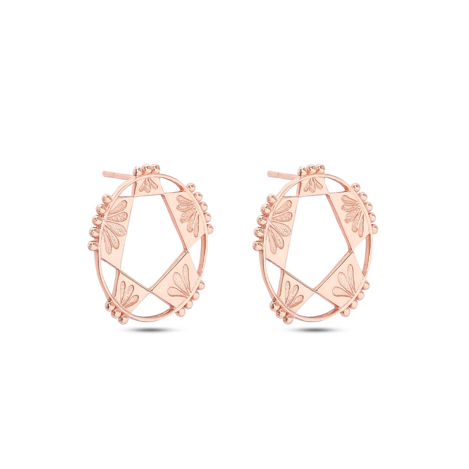 Rose Gold Plated Silver Geometric Star Shape Stud Earrings