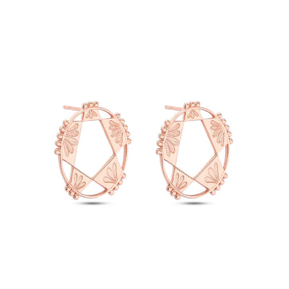 Rose Gold Plated Silver Geometric Star Shape Stud Earrings