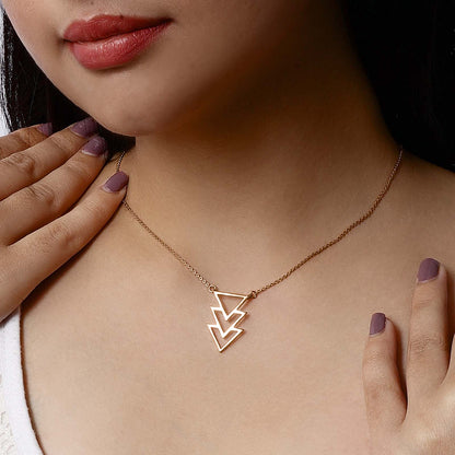 Pure Silver Necklace - Mesmerizing Rose Gold Arrow Pattern - Tweov Jewels