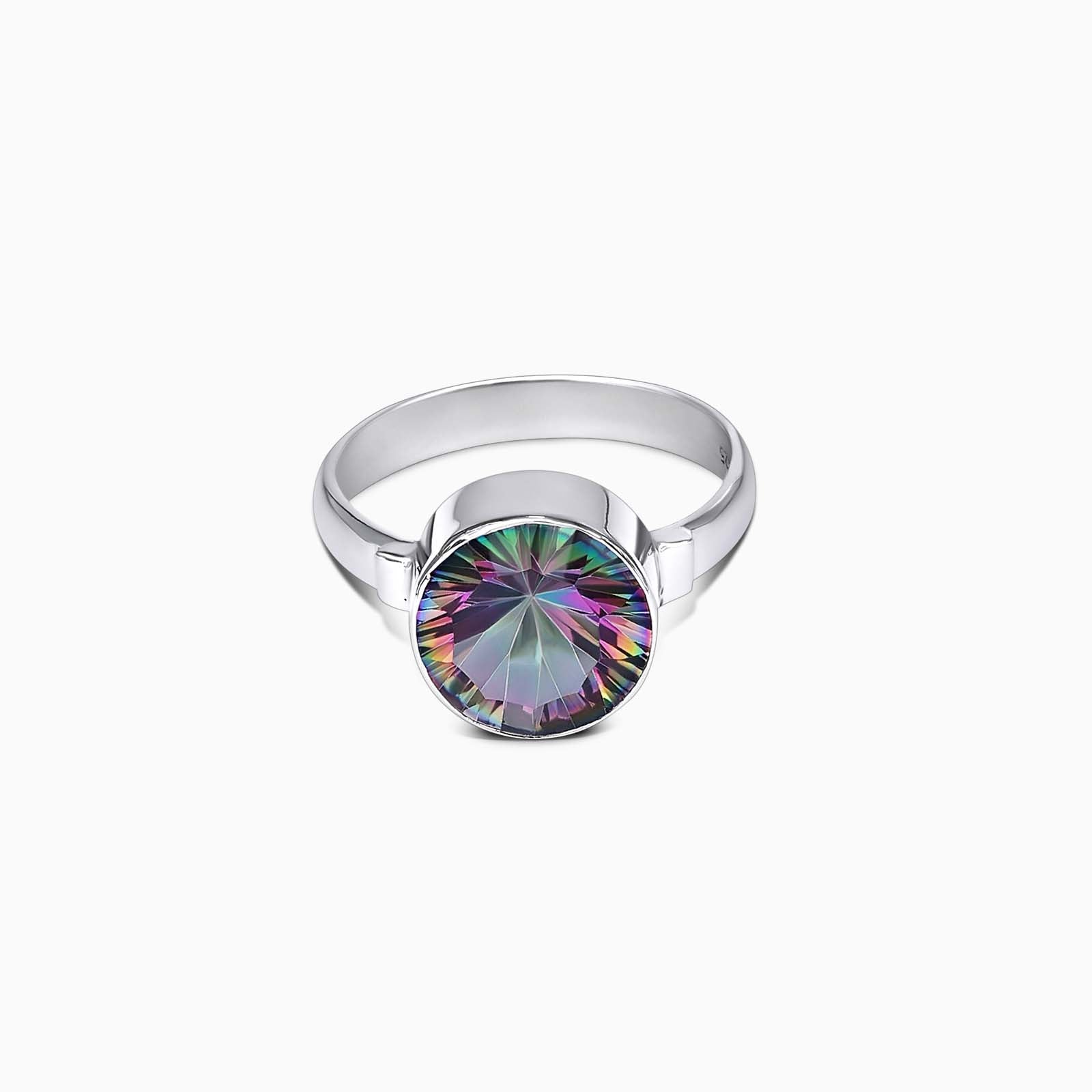 Pure Silver Ring - Rich Multihue CZ Band For Wedding - Tweov Jewels