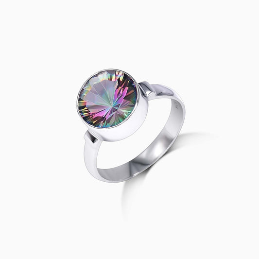 Pure Silver Ring - Rich Multihue CZ Band For Wedding - Tweov Jewels