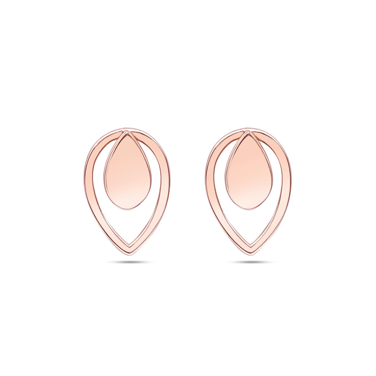 Pure Silver Earrings - Blush Glow Rose Gold Stud Earrings - Tweov Jewels