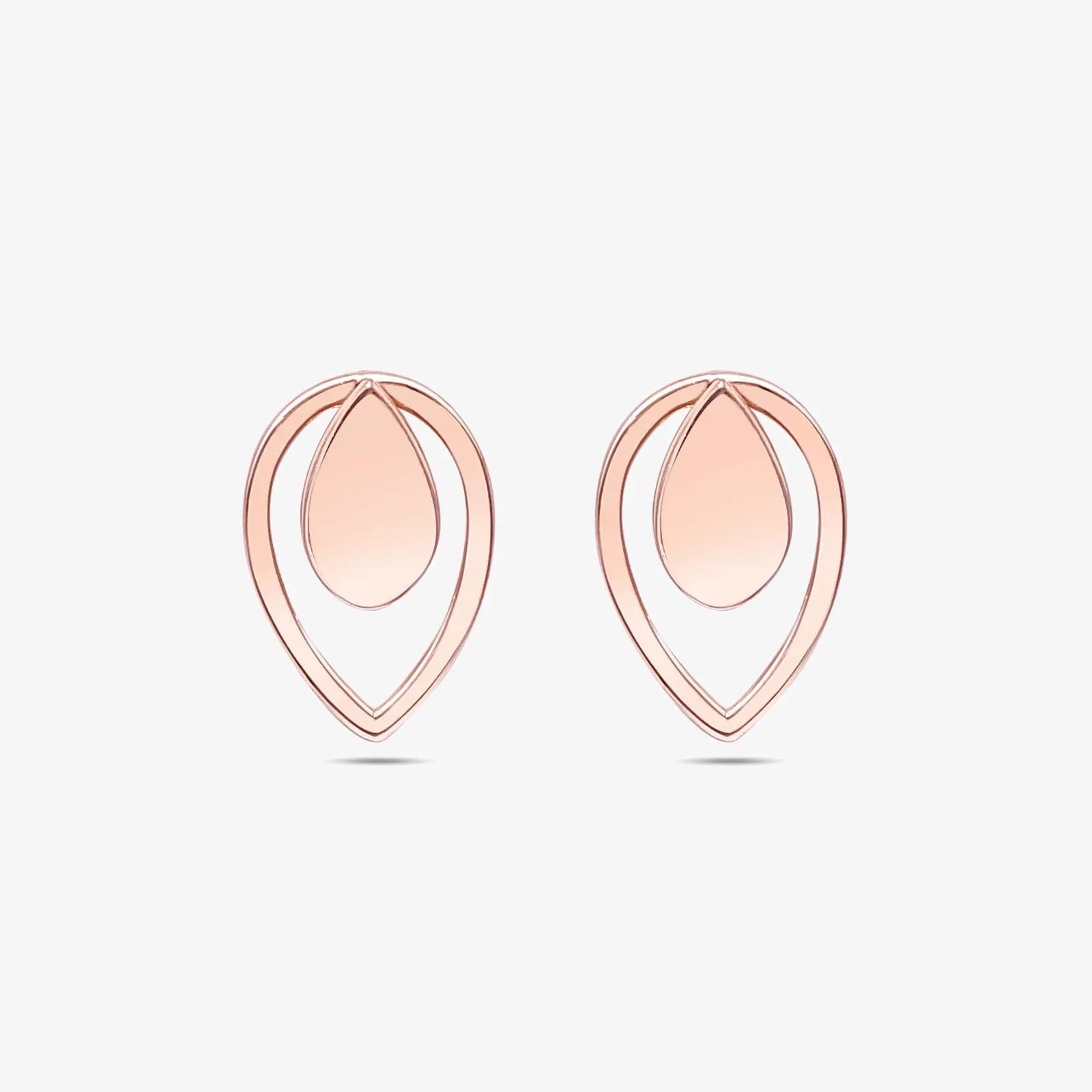 Rose Gold Silver Drop Stud Earrings - Tweov Jewels