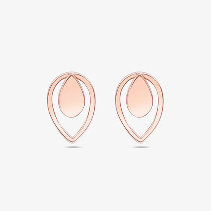 Rose Gold Silver Drop Stud Earrings - Tweov Jewels