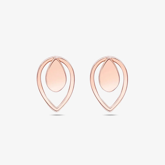 Rose Gold Silver Drop Stud Earrings
