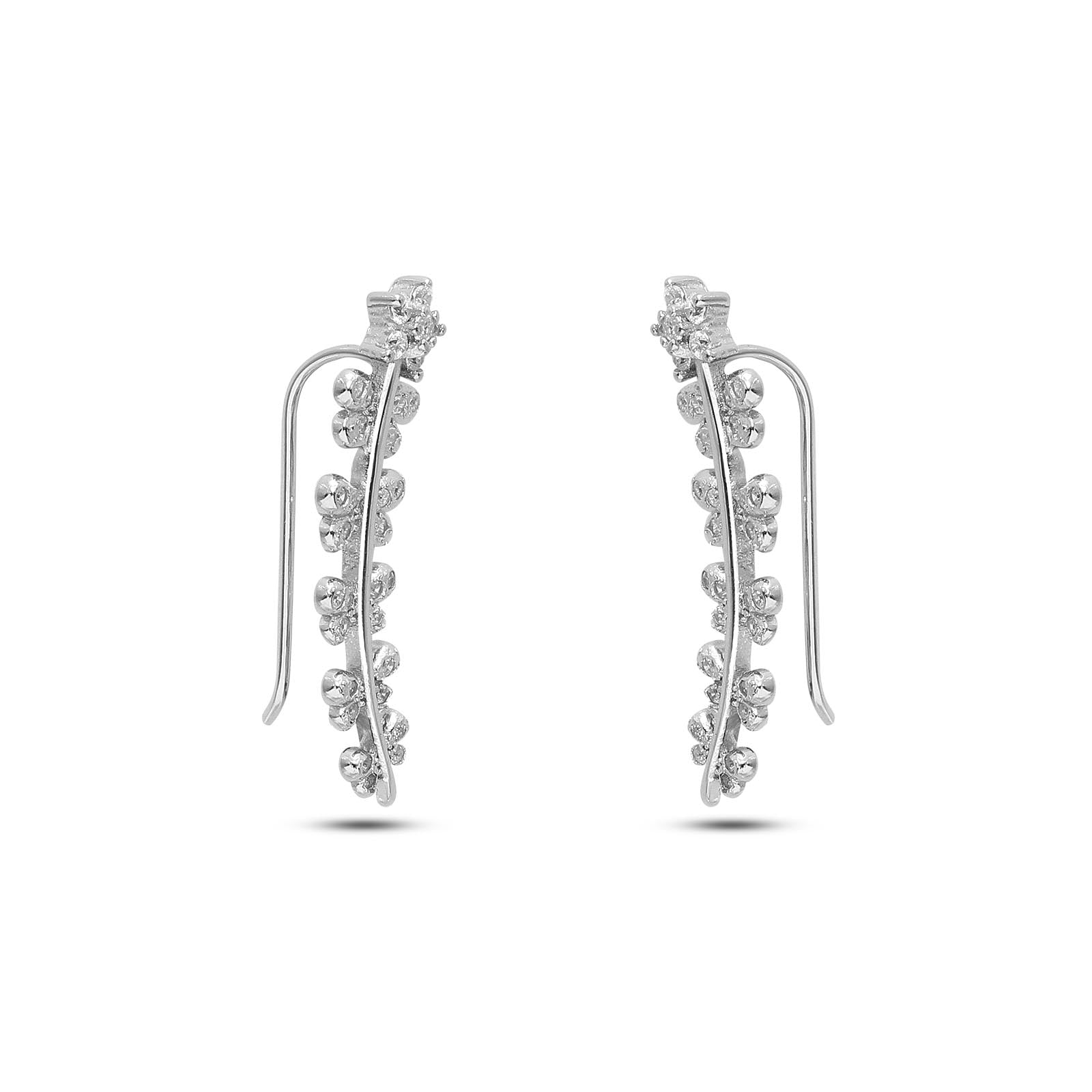 Pure 925 Sterling Silver White Butterfly Cuff Earrings