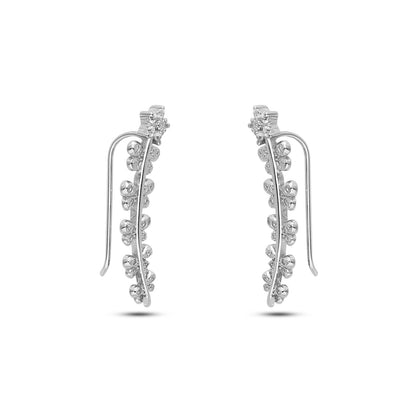 Pure 925 Sterling Silver White Butterfly Cuff Earrings