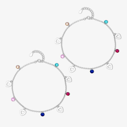 925 Sterling Silver Touchy Heart Silver Anklet