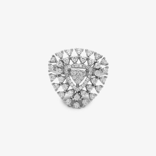 CZ Cluster Ring for Women – 925 Sterling Silver Rhodium-Plated