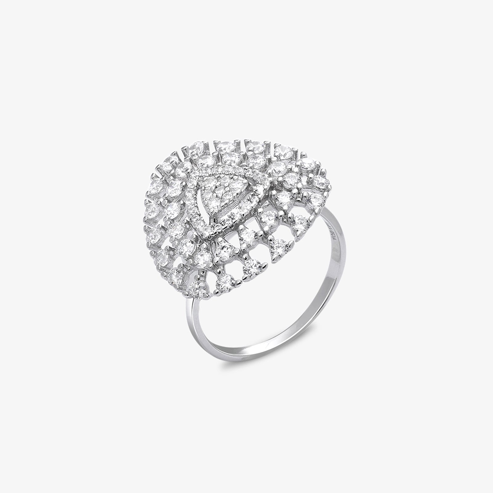 CZ Cluster Ring for Women – 925 Sterling Silver Rhodium-Plated