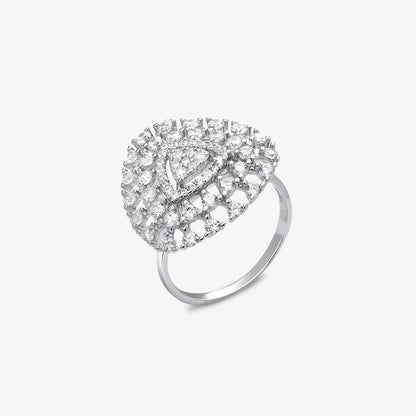 CZ Cluster Ring for Women – 925 Sterling Silver Rhodium-Plated