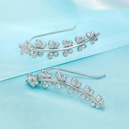 White Butterfly Silver Cuff Earrings