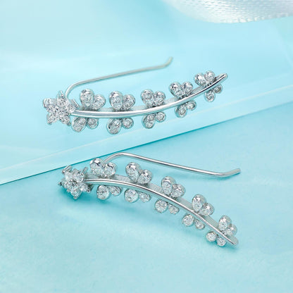 Pure 925 Sterling Silver White Butterfly Cuff Earrings