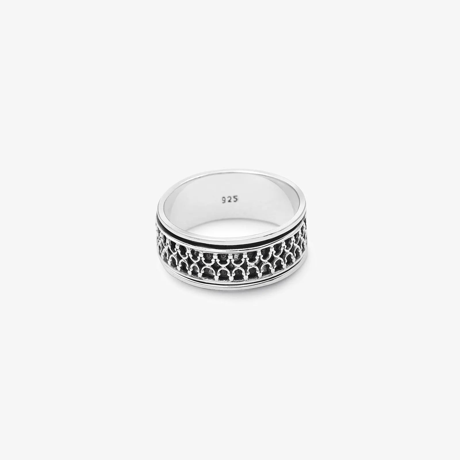 Oxidized Silver Designer Band Ring