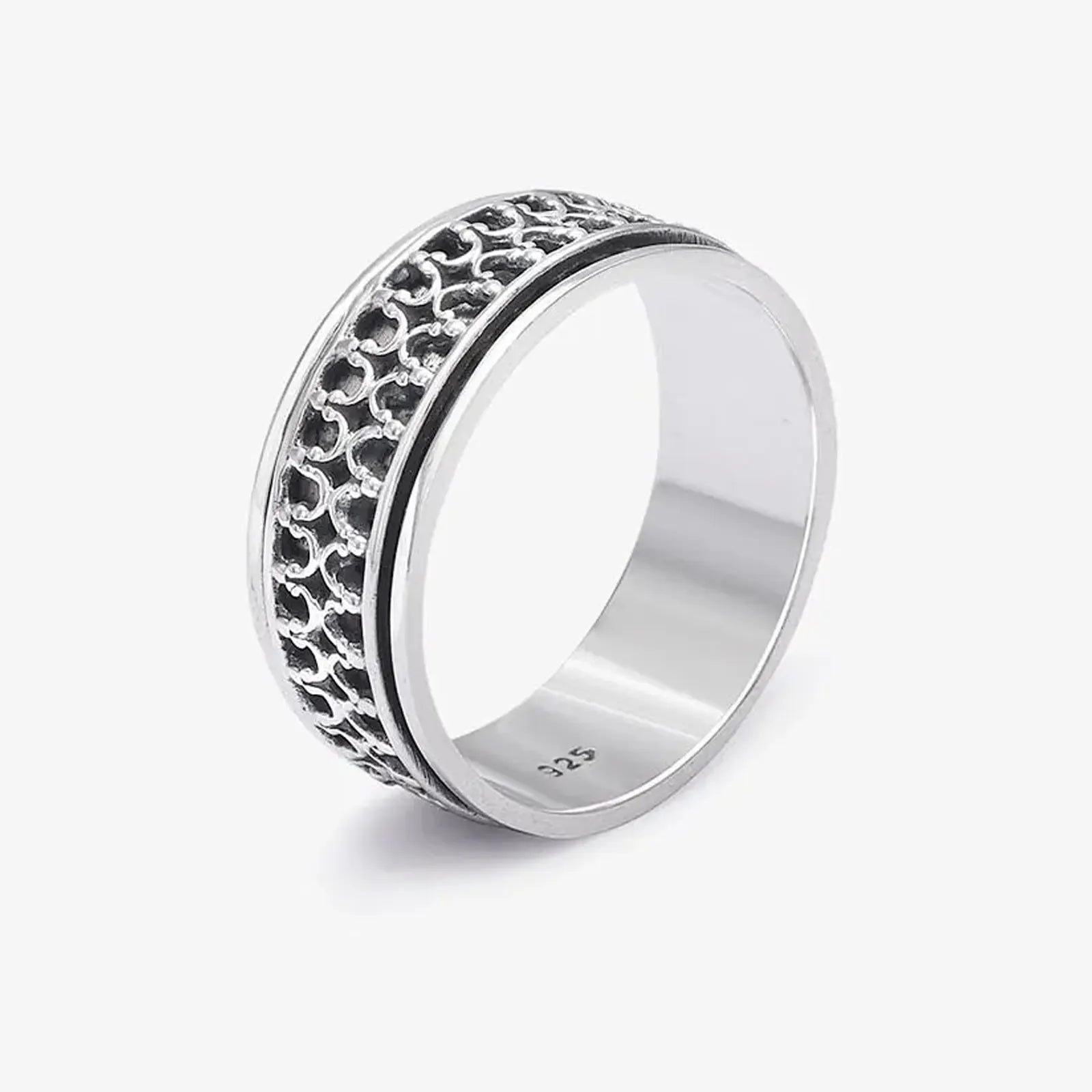 Oxidized Silver Designer Band Ring