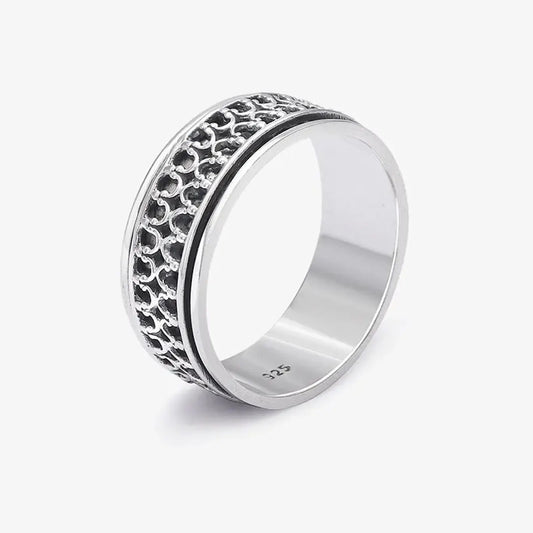 Oxidized Silver Designer Band Ring