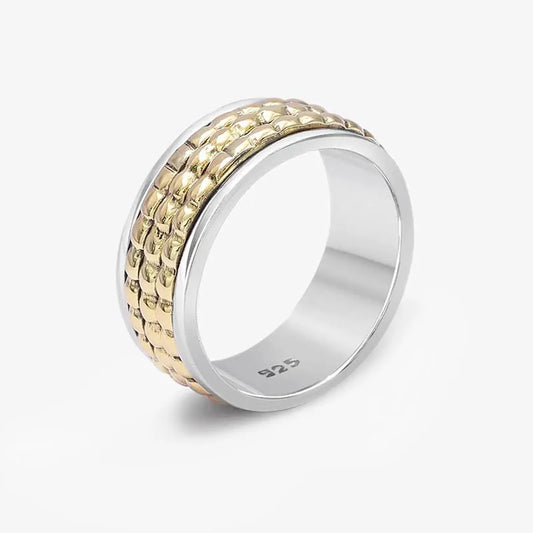 Gold Plated Textured Silver Ring
