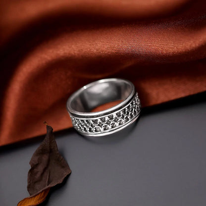 Oxidized Silver Designer Band Ring