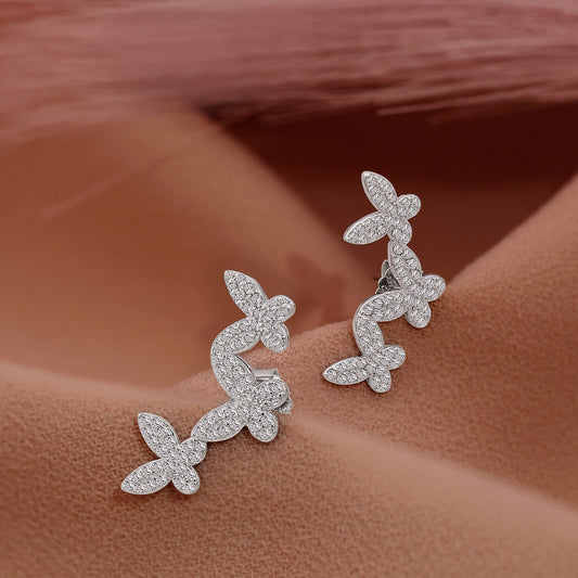 Butterfly Design Silver Ear Cuff