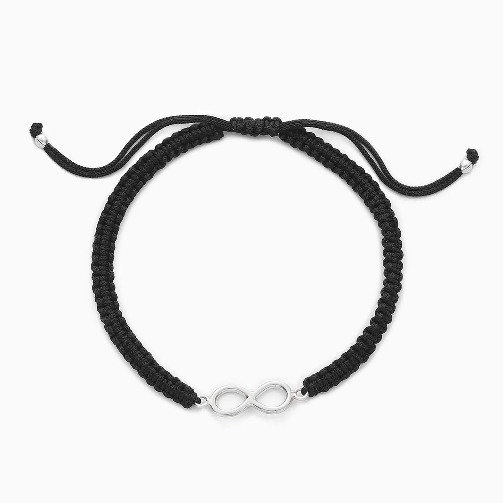 Silver Infinity Black Thread Anklet