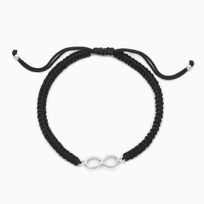 Silver Infinity Black Thread Anklet