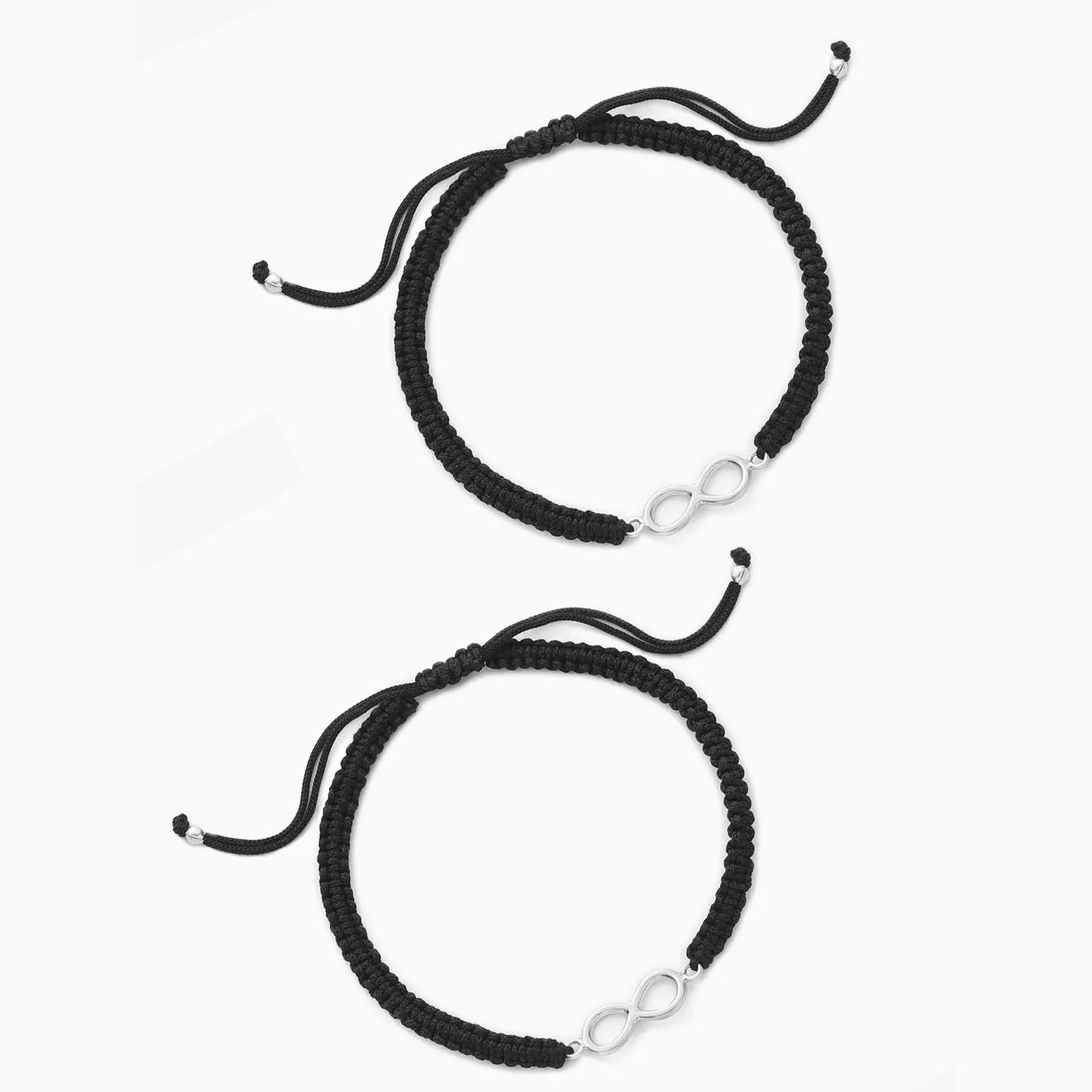 Silver Infinity Black Thread Anklet