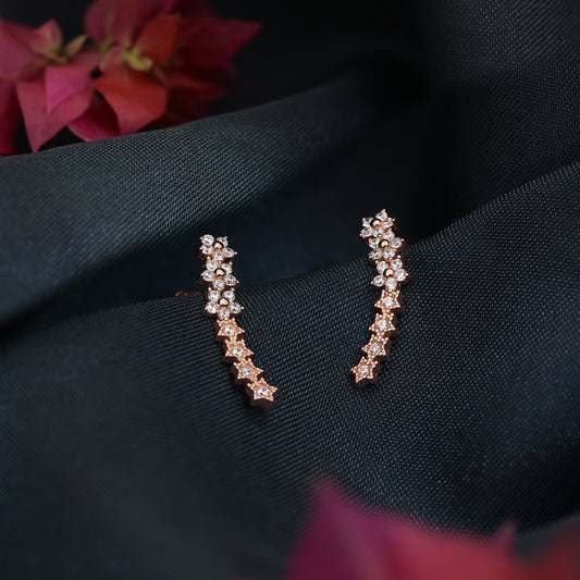 Rose Gold Silver Floral Star Ear Cuffs for Women