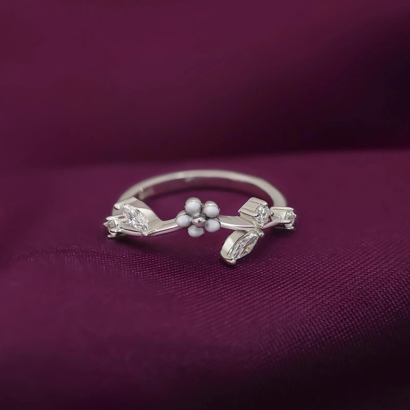 White Flower Silver Ring for Women - Tweov Jewels