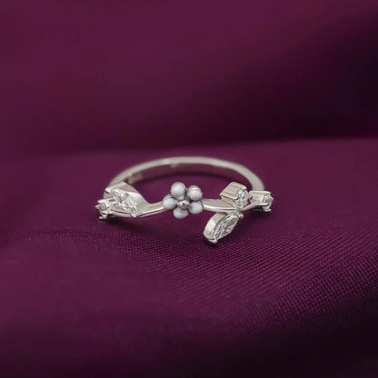 White Flower Silver Ring for Women - Tweov Jewels