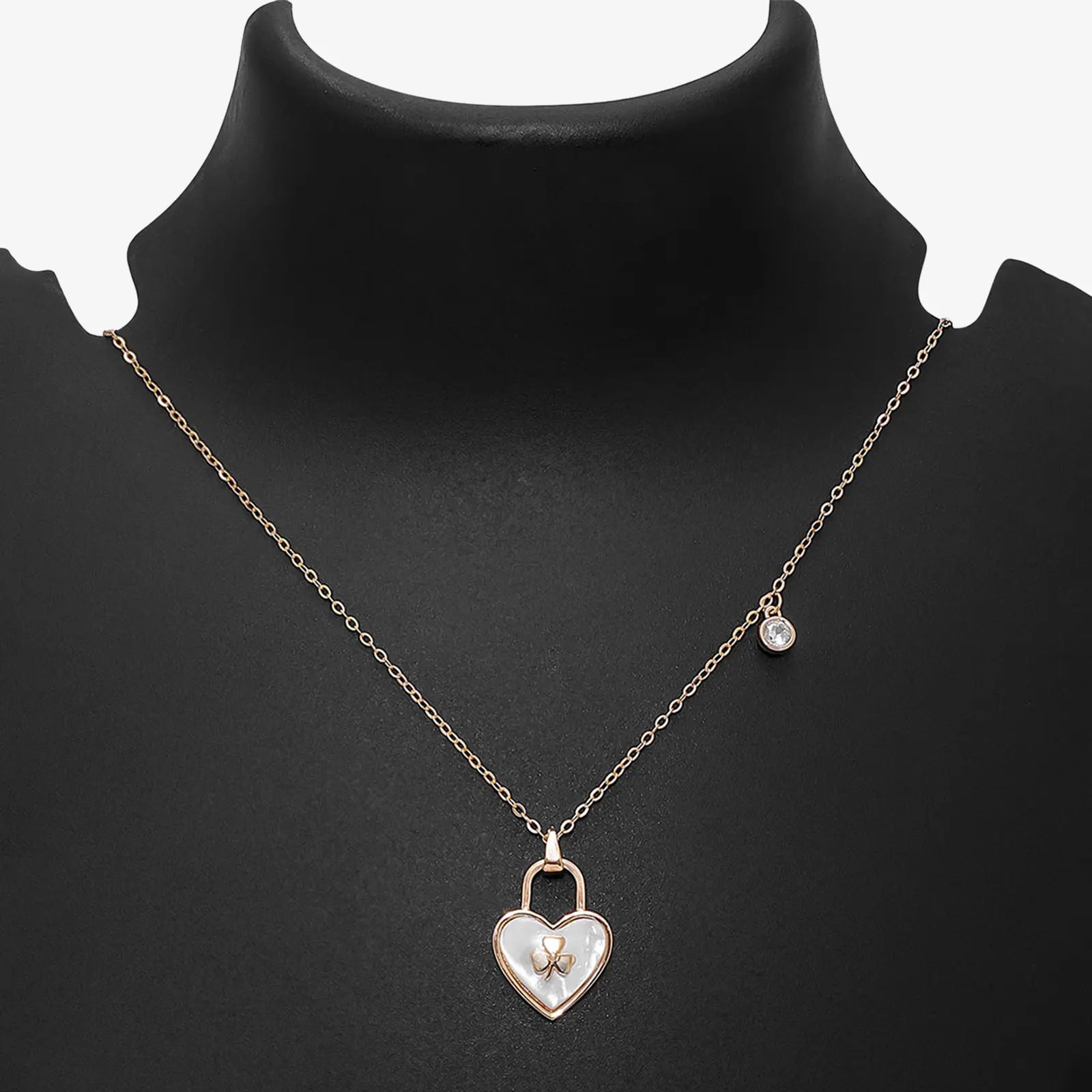 Rose Gold Plated Heartlock Silver Necklace - Tweov Jewels