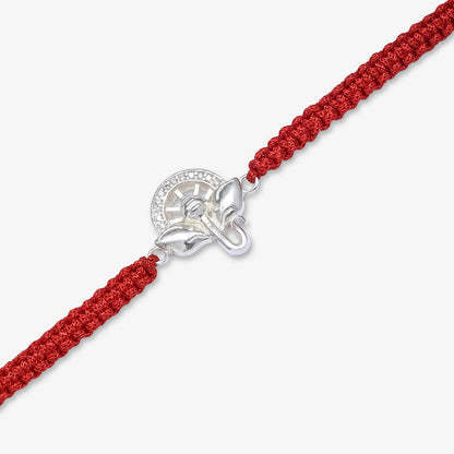 Ganesha CZ Silver Rakhi for Brother