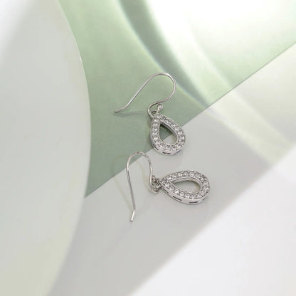 Grand CZ Stone With Silver Finish Earrings