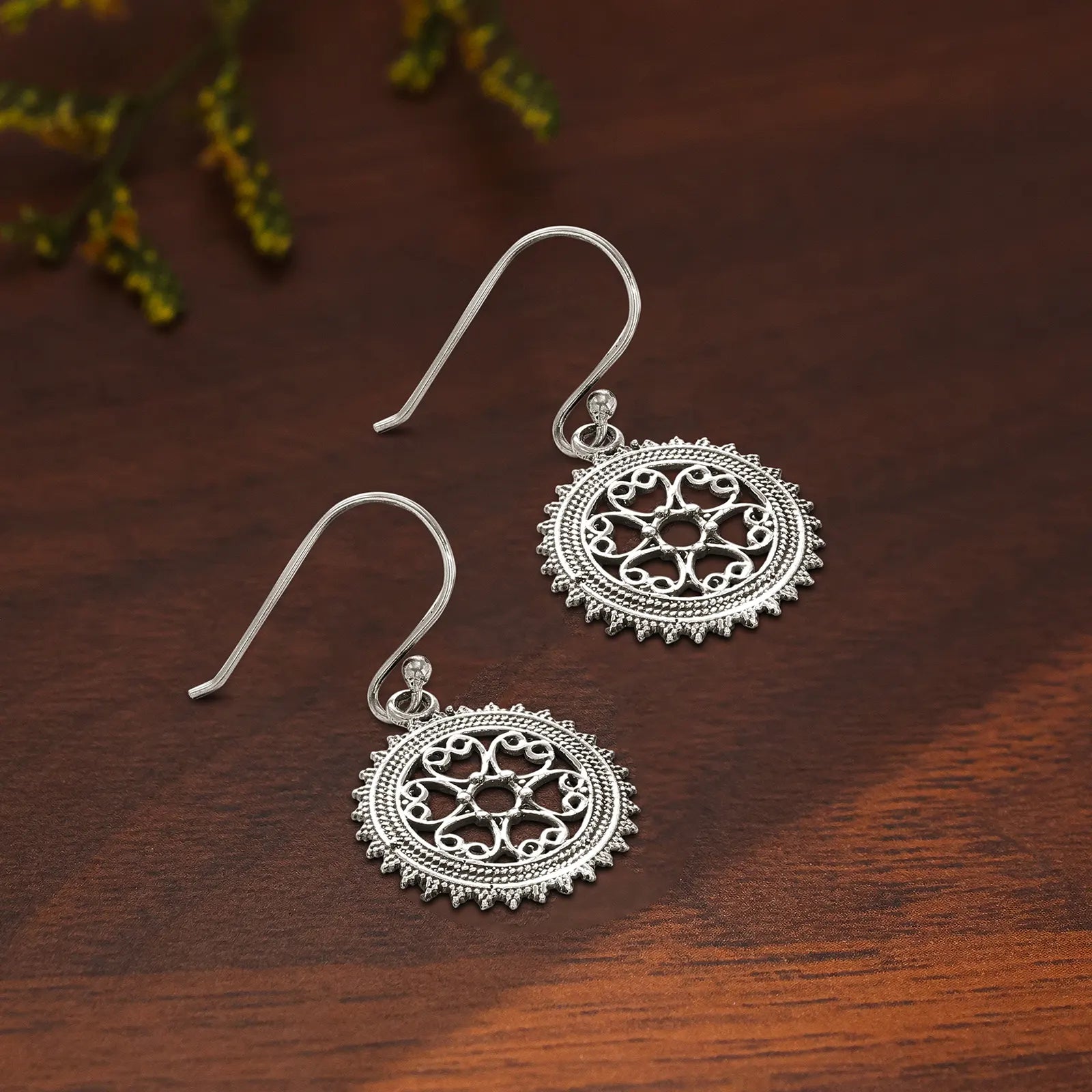 Mini Mandala Design Silver Earrings - Tweov Jewels