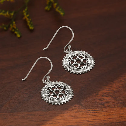 Mini Mandala Design Silver Earrings - Tweov Jewels
