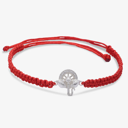 Ganesha CZ Silver Rakhi for Brother