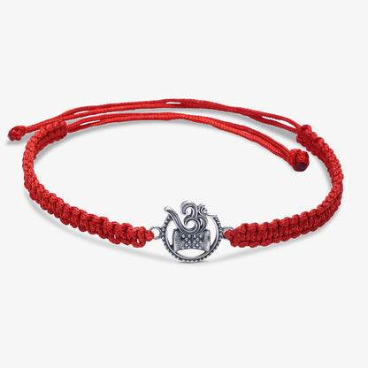 Oxidized Silver Circular Om Damru Rakhi for Brother