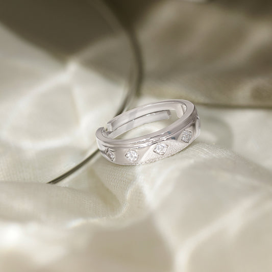 Silver CZ Band Ring for Women