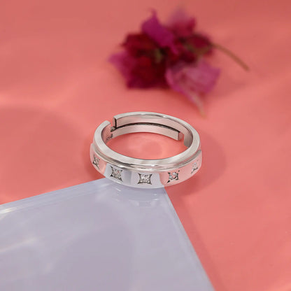 CZ Studded Starlight Silver Ring for Women