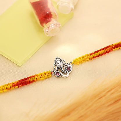 Silver Ganesha Om Rakhi for Brother