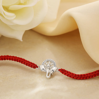Ganesha CZ Silver Rakhi for Brother