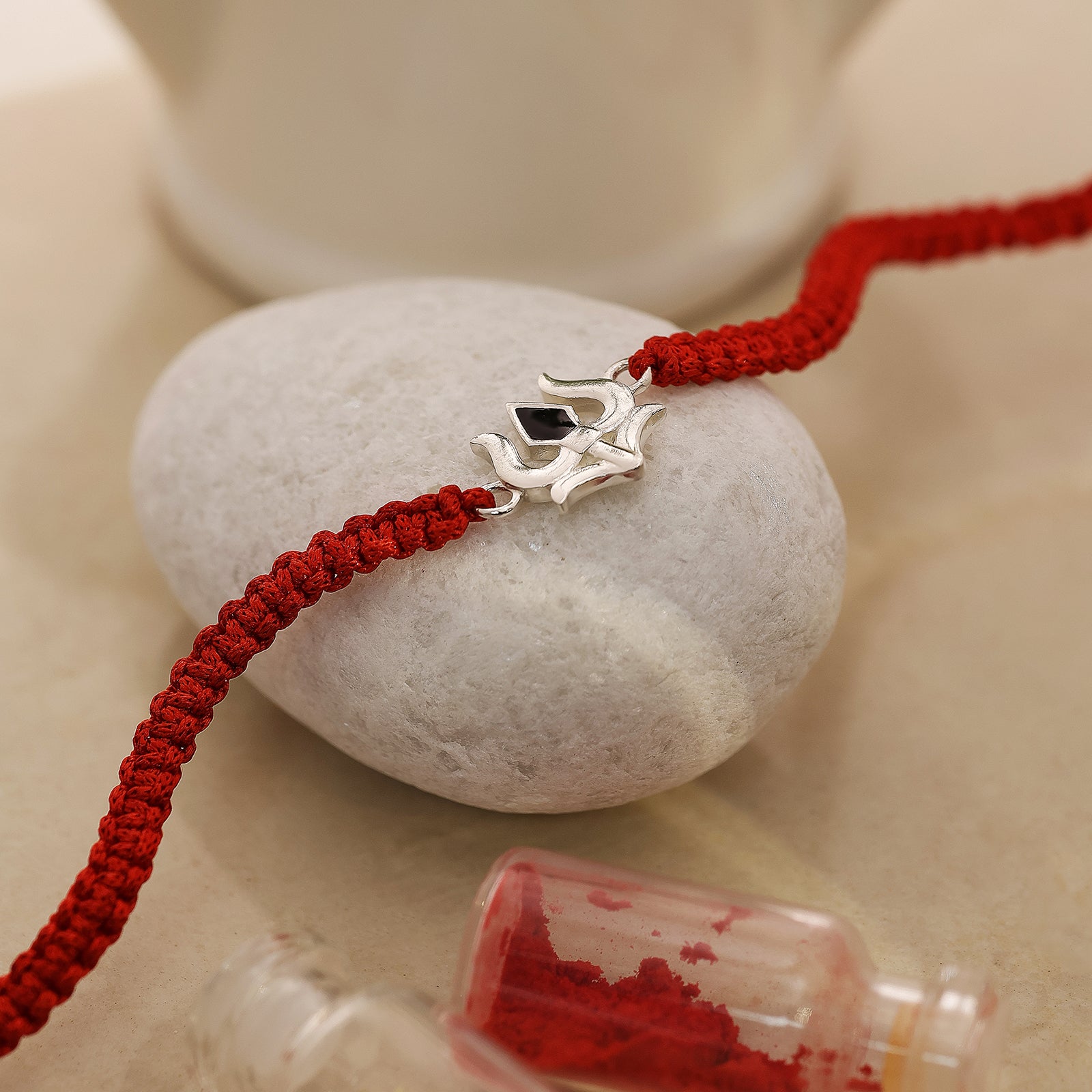 Simple Trishul Silver Rakhi for Brother