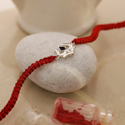 Simple Trishul Silver Rakhi for Brother