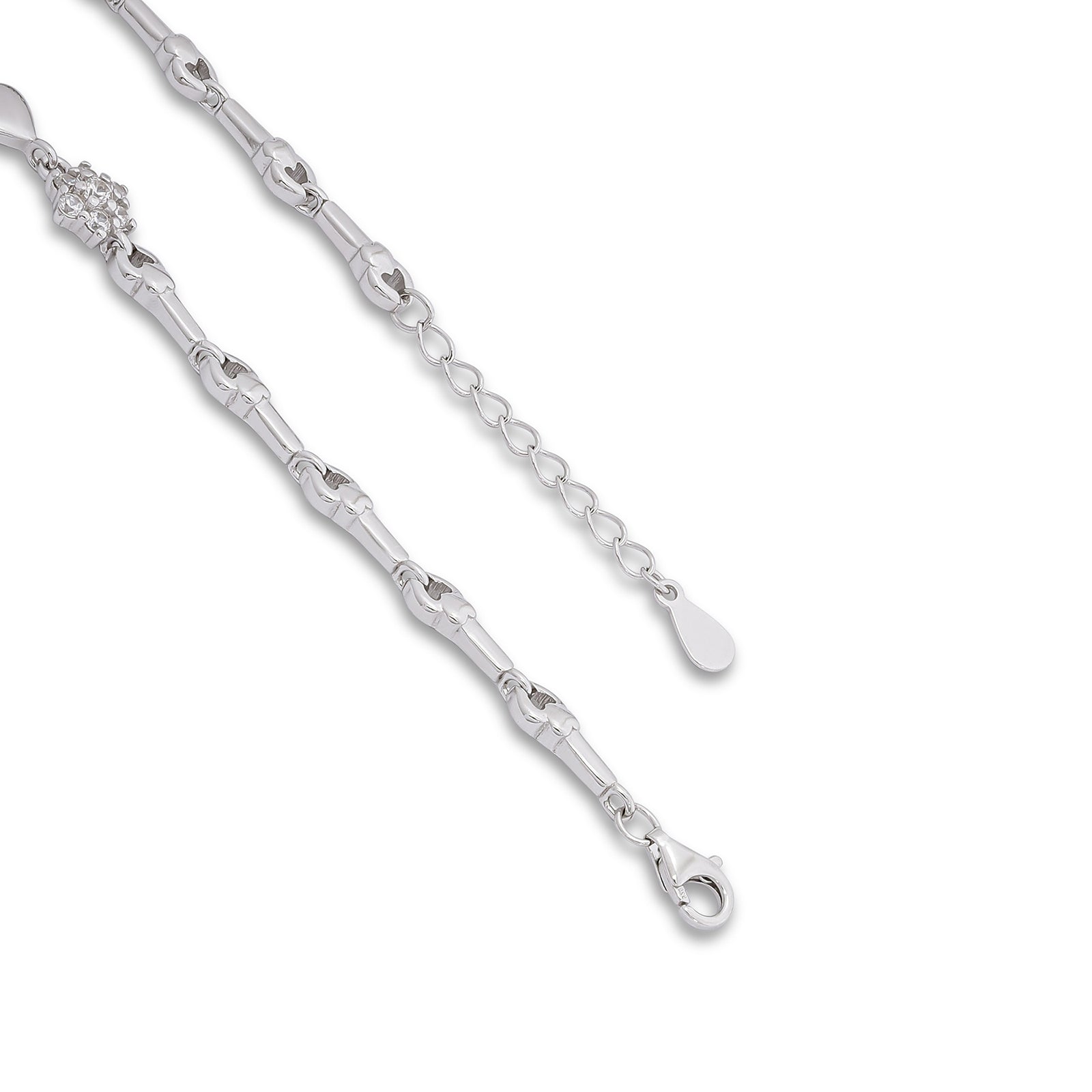 Silver Floral Shape Heart Chain Bracelet - Tweov Jewels