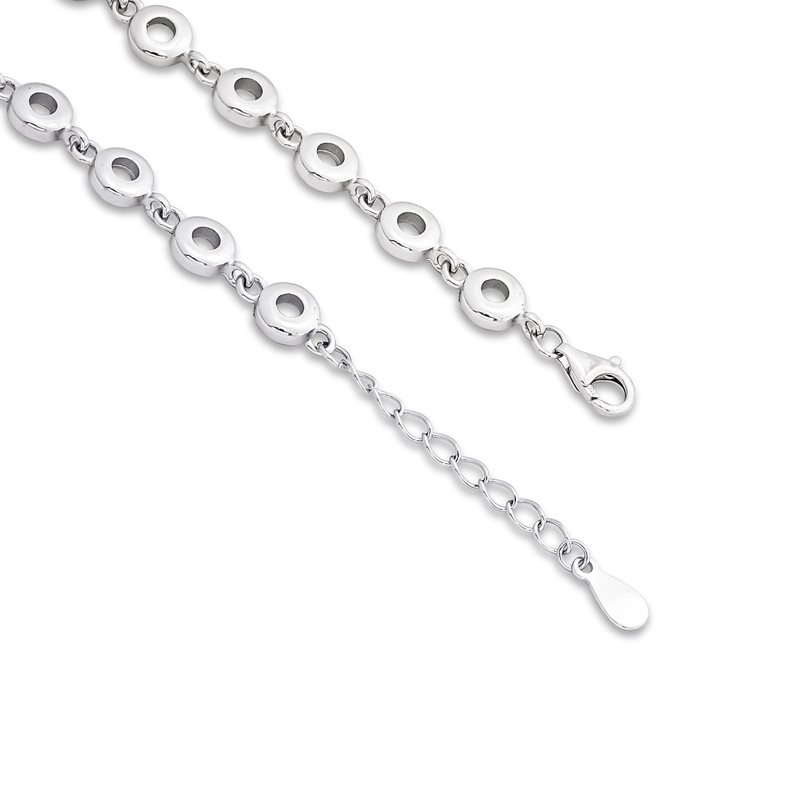 Pure 925 Sterling Silver CZ Floral Chain Bracelet for Women