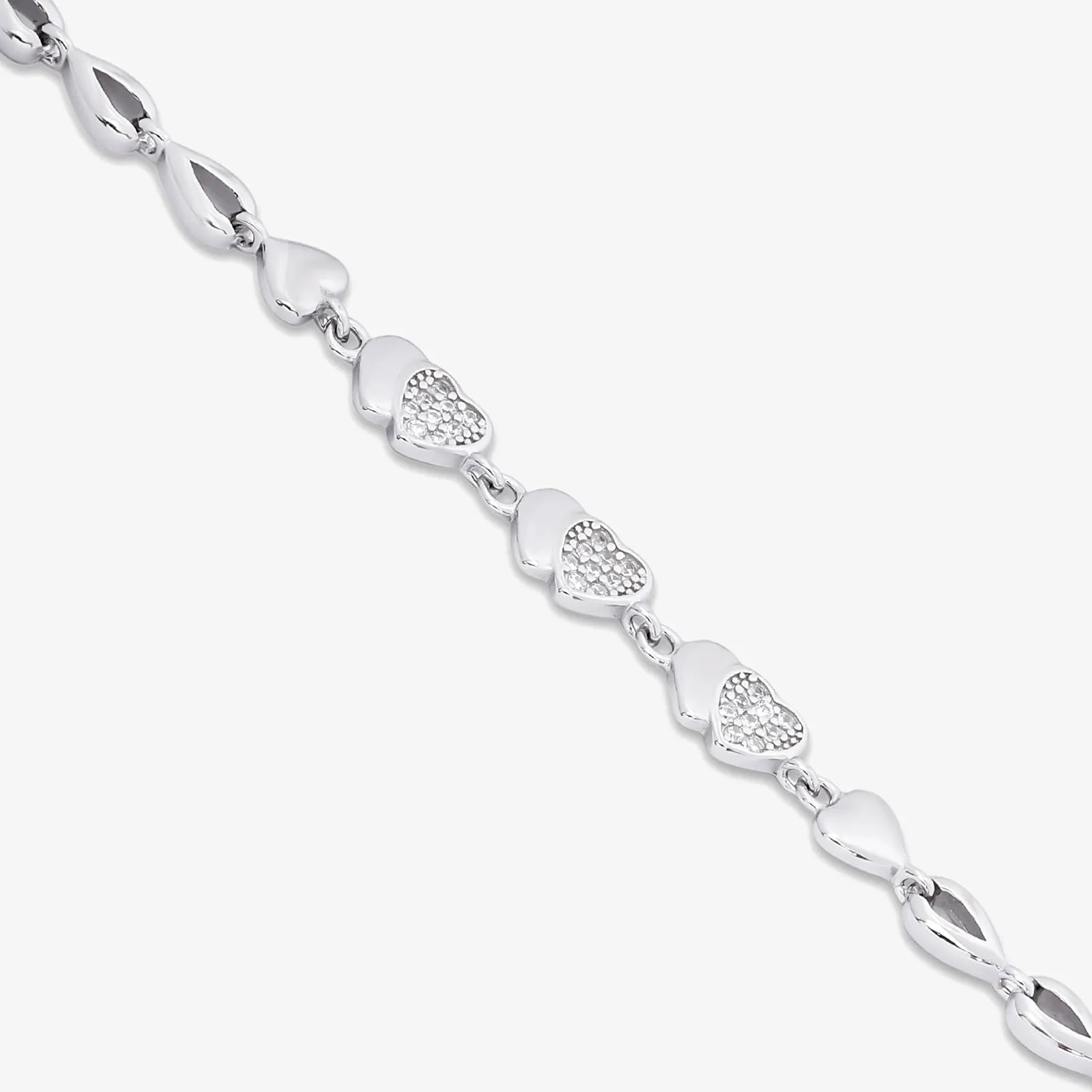 Designer Silver CZ Heart Bracelet for Women