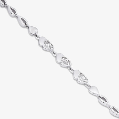 Designer Silver CZ Heart Bracelet for Women
