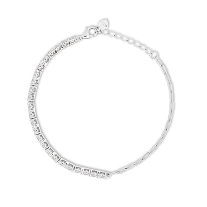 Pure 925 Sterling Silver Stylish CZ Tennis Bracelet for Women's